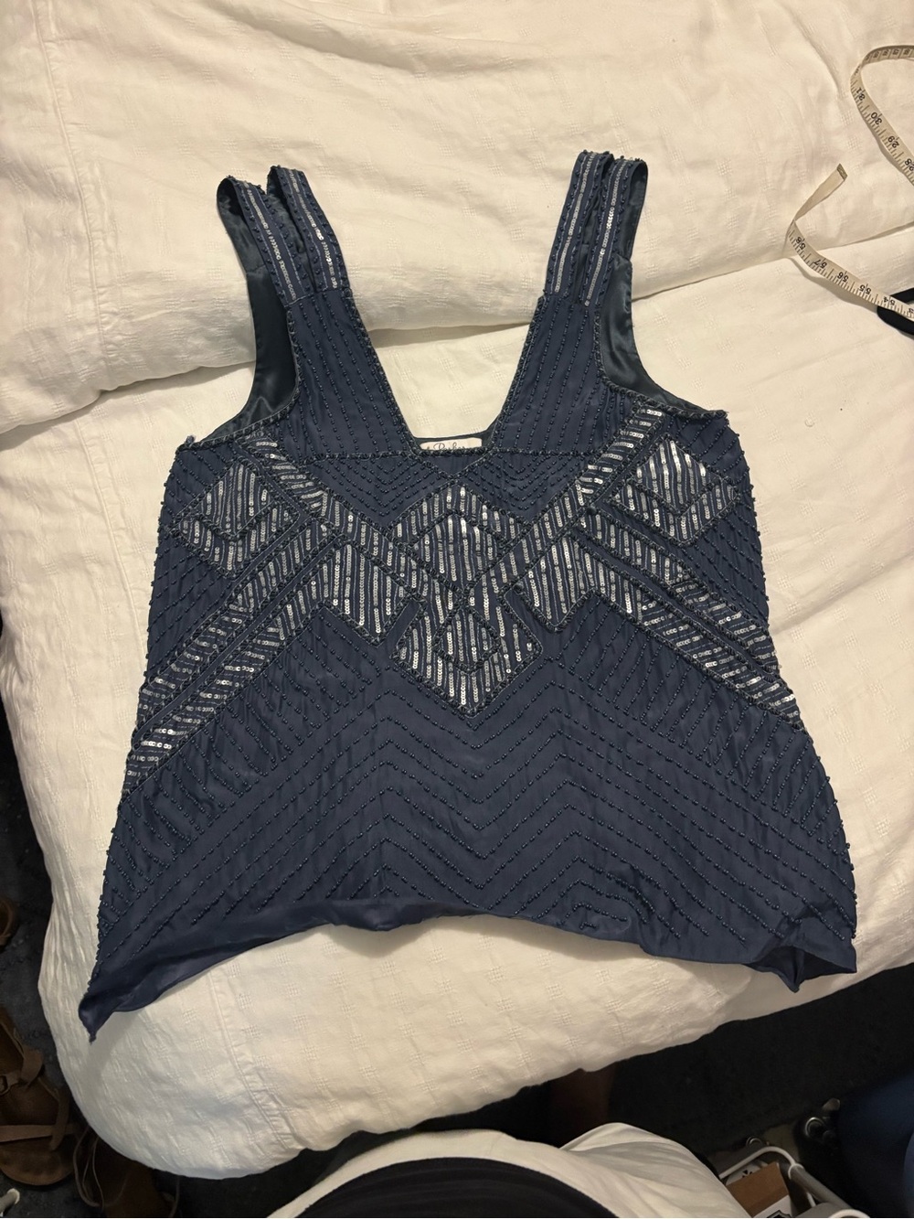 Parker Navy Beaded Geometric Tank